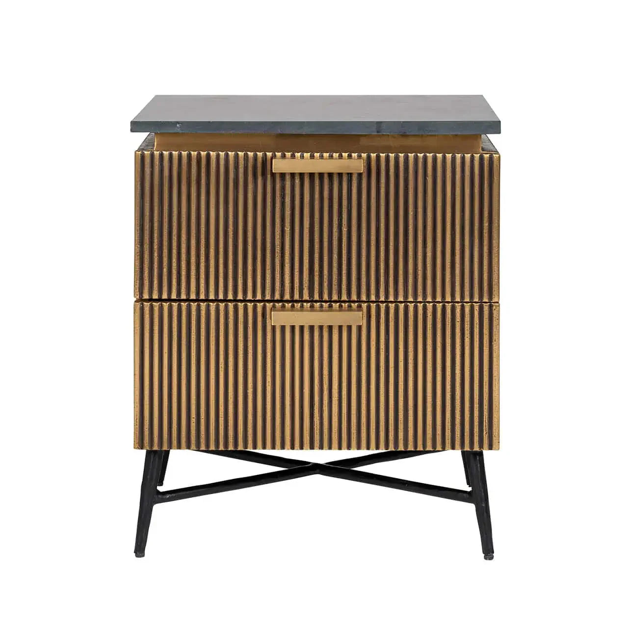 Naktsskapītis Ironville ar 2 atvilktnēm Richmond Interiors 58/50/40 cm zelts - N1 Home
