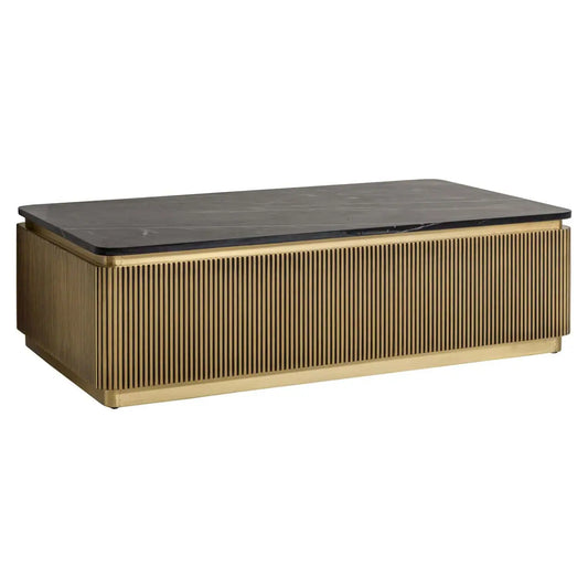 Kafijas galds Ironville gold Richmond Interiors 40/140/80 cm zelts/melns marmors - N1 Home