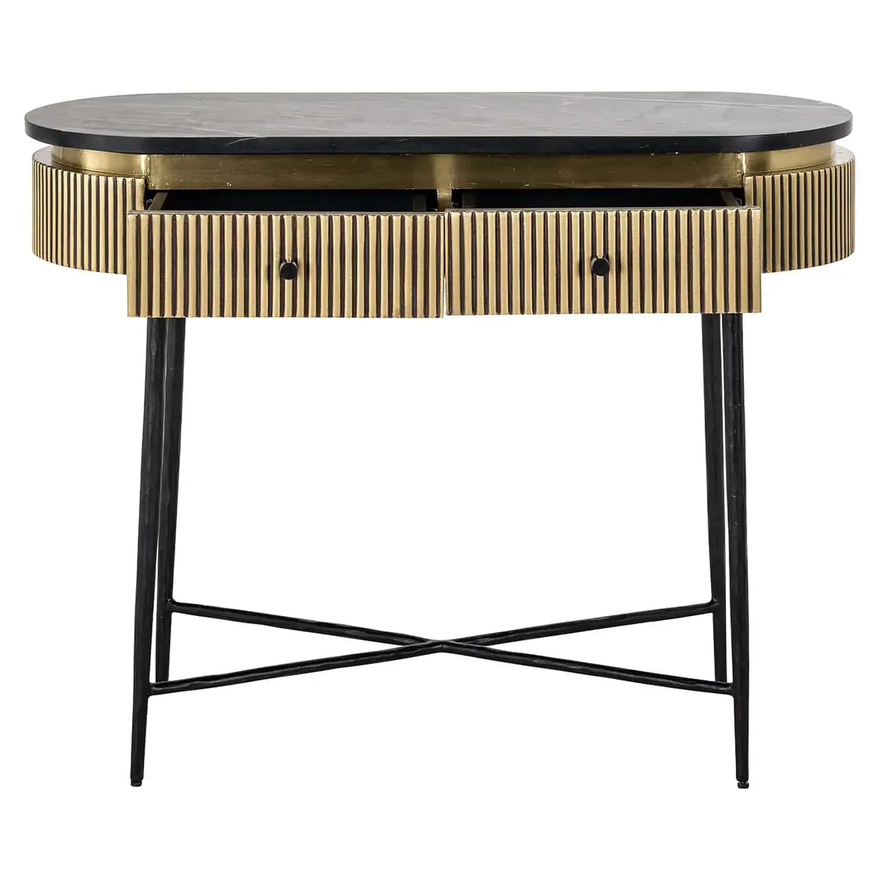 Console Ironville 2-drawers Richmond Interiors 76/100/40 cm zelts - N1 Home