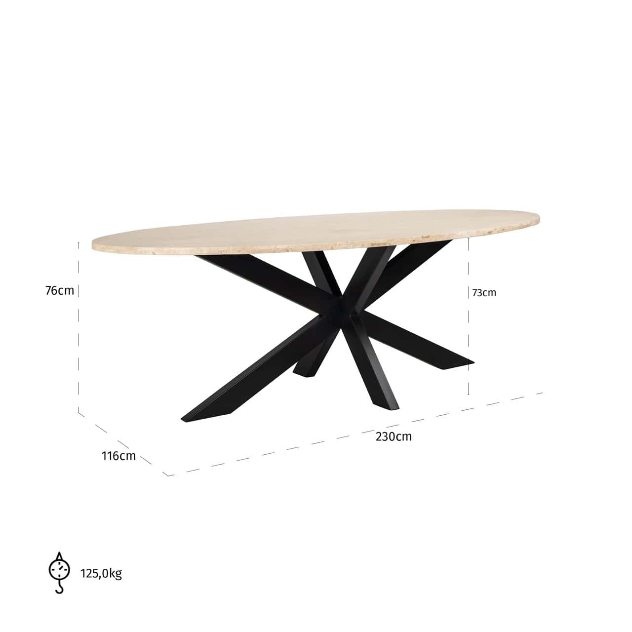 Galds Avalon Richmond Interiors 230/76/116 cm bronza oval