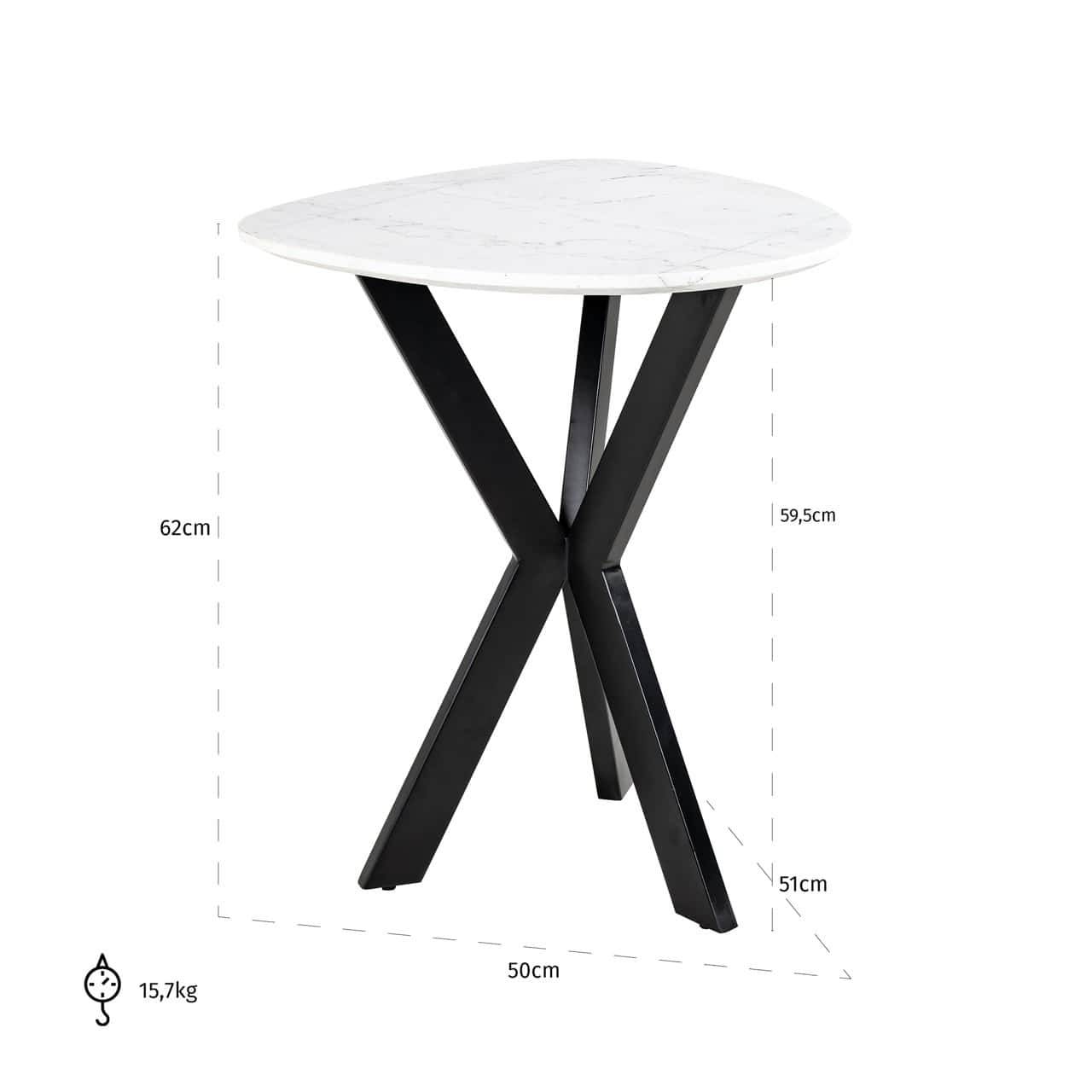 Kafijas galds Trocadero Richmond Interiors 50/60/50 cm melns/balts
