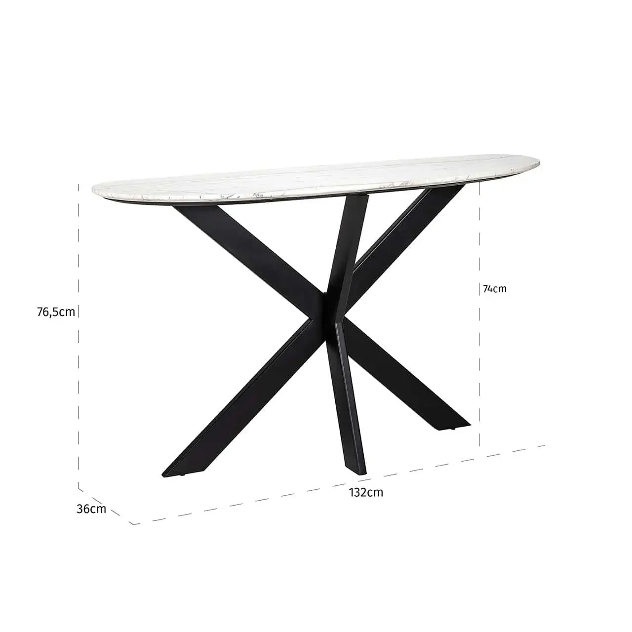 Konsole Trocadero Richmond Interiors 76/132/35 cm balts - N1 Home