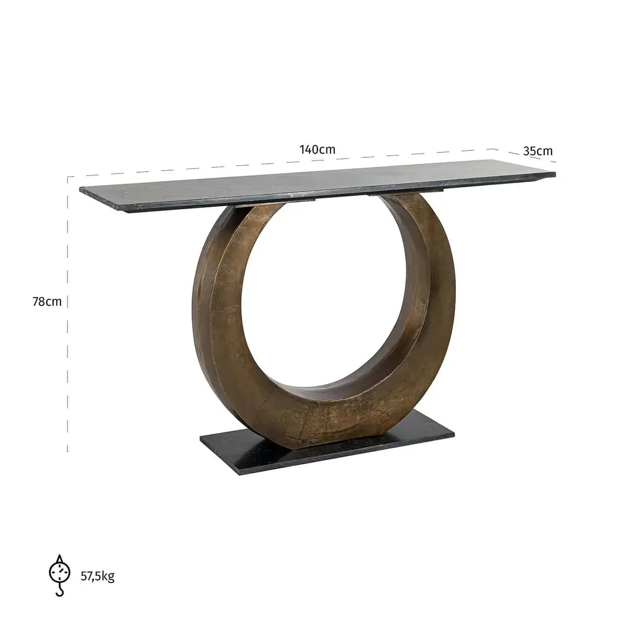 Konsole Luna Richmond Interiors 78/140/35 cm zelts - N1 Home