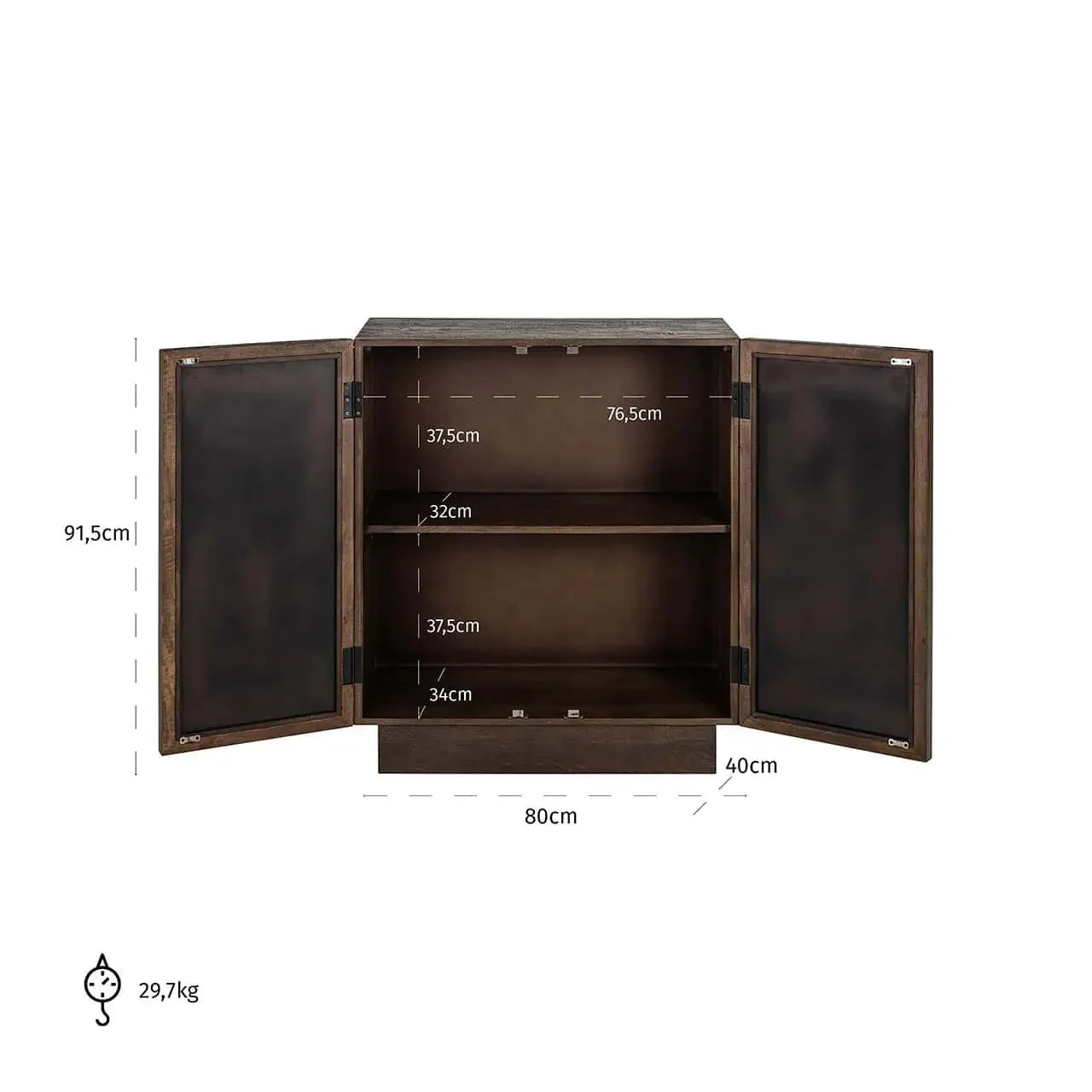 Kumode Bryant Richmond Interiors 2-durvju 91/80/40 cm  brūns - N1 Home