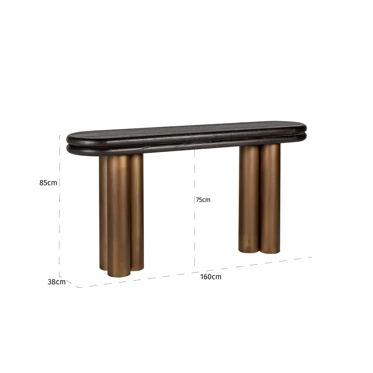 Konsole Makaron Richmond Interiors 85/160/38 cm melns rustikāls - N1 Home