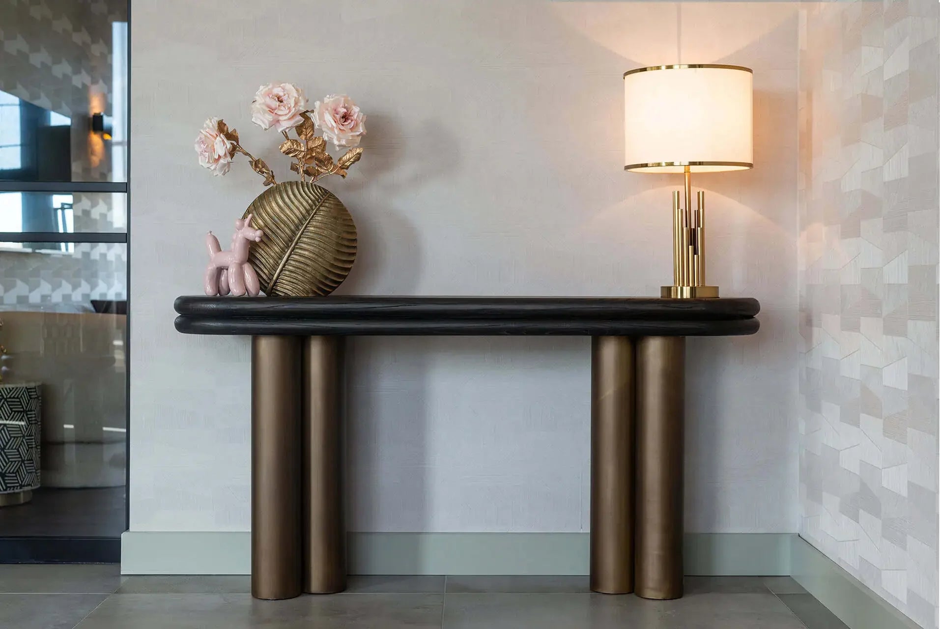 Konsole Makaron Richmond Interiors 85/160/38 cm melns rustikāls - N1 Home