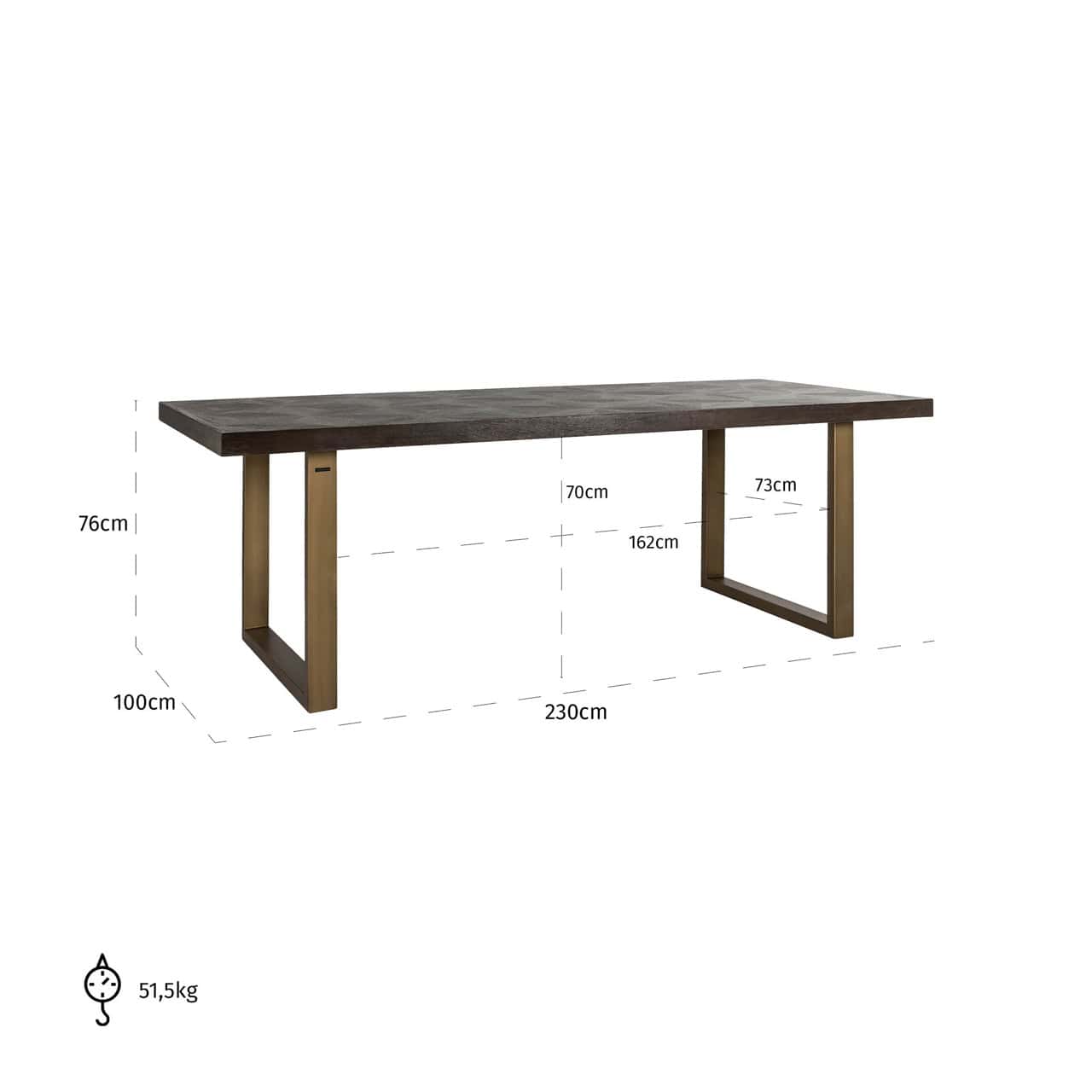 Galds Luxor Richmond Interiors 230/76/100 cm brūns diamond