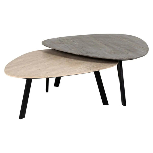 Kafijas galds Spencer beige (Set of 2) Richmond Interiors 37/95/85 cm bēšs/brūns - N1 Home