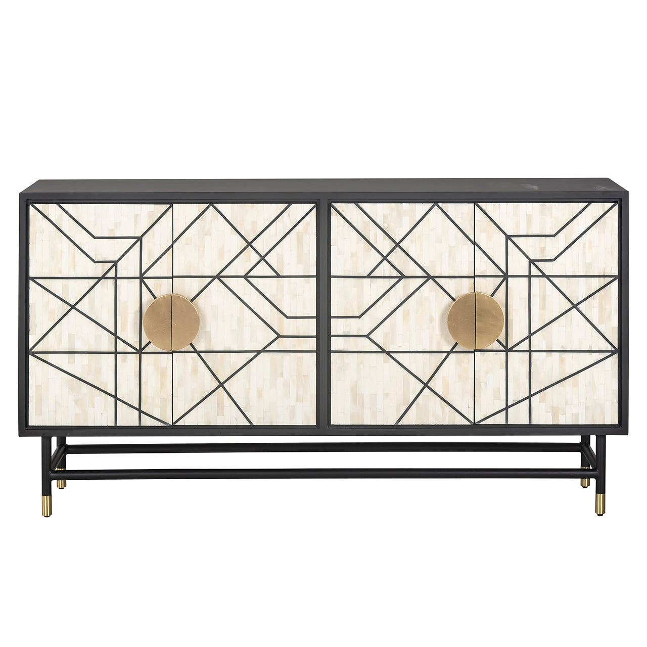 Kumode Novas 4-durvju Richmond Interiors 80/150/40 cm melns/balts - N1 Home