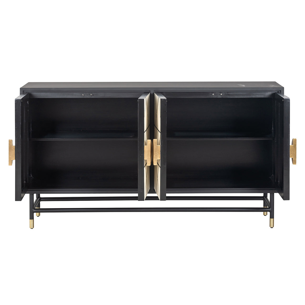 Kumode Novas 4-durvju Richmond Interiors 80/150/40 cm melns/balts - N1 Home