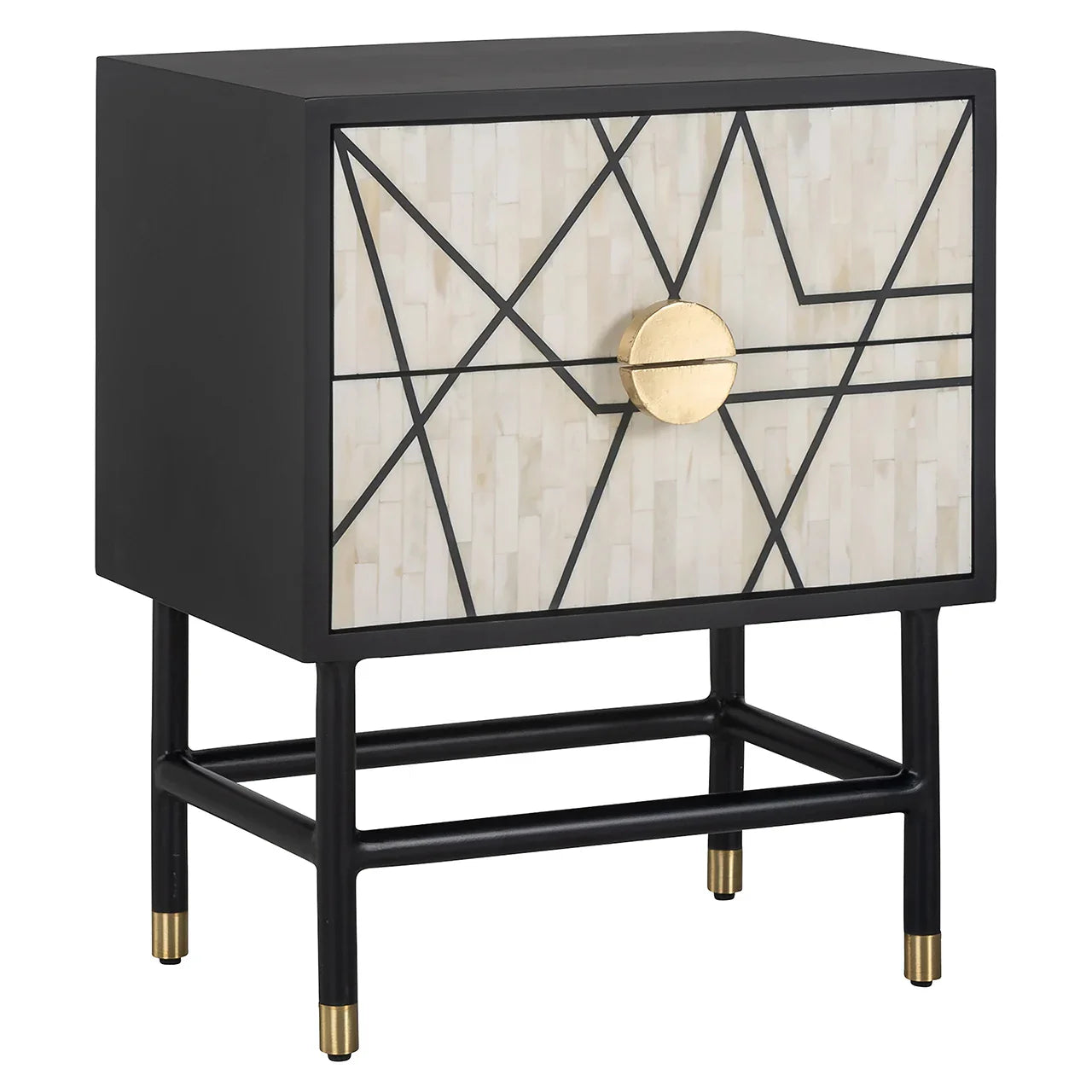 Naktsskapītis Novas ar 2 atvilktnēm Richmond Interiors 60/50/35 cm melns/balts - N1 Home