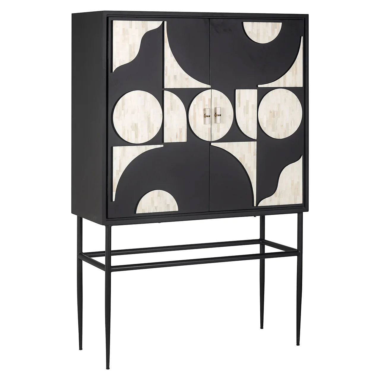 Skapis Mendoza ar 2 durvīm Richmond Interiors 150/100/40 cm melns/balts - N1 Home