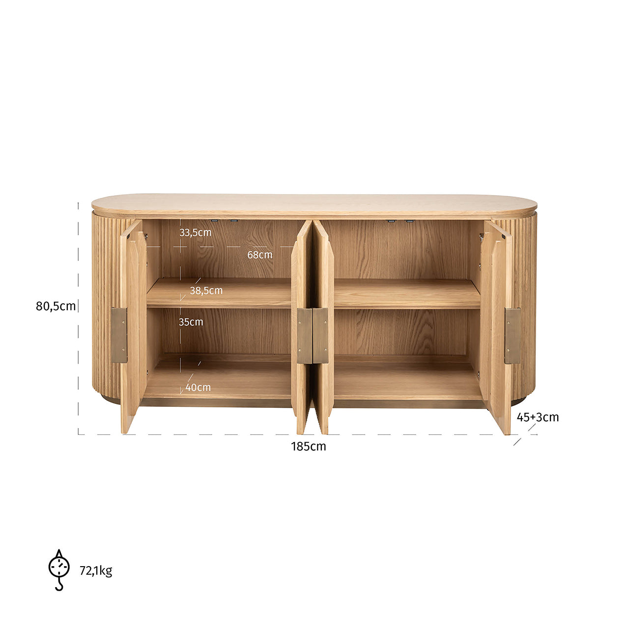 Kumode Belfort ar 4 durvīm  Richmond Interiors dabīgs ozols - N1 Home