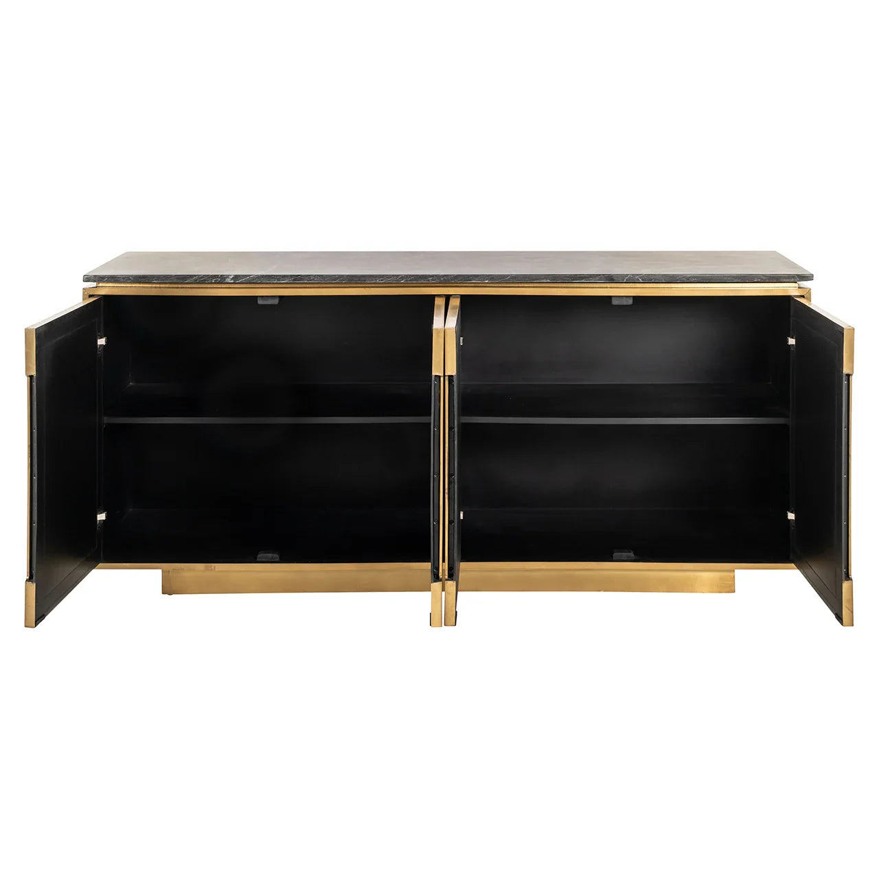 Kumode Finsbury 4-durvju Richmond Interiors 81/184/46 cm melns/zelts - N1 Home