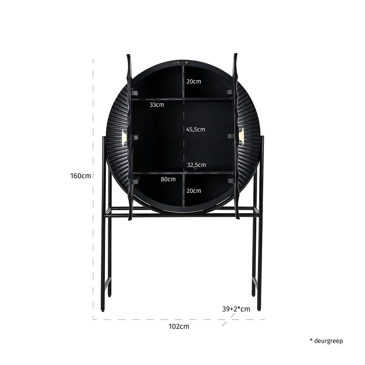 Bāra skapis Feda Richmond Interiors 160/102/39 cm melns - N1 Home