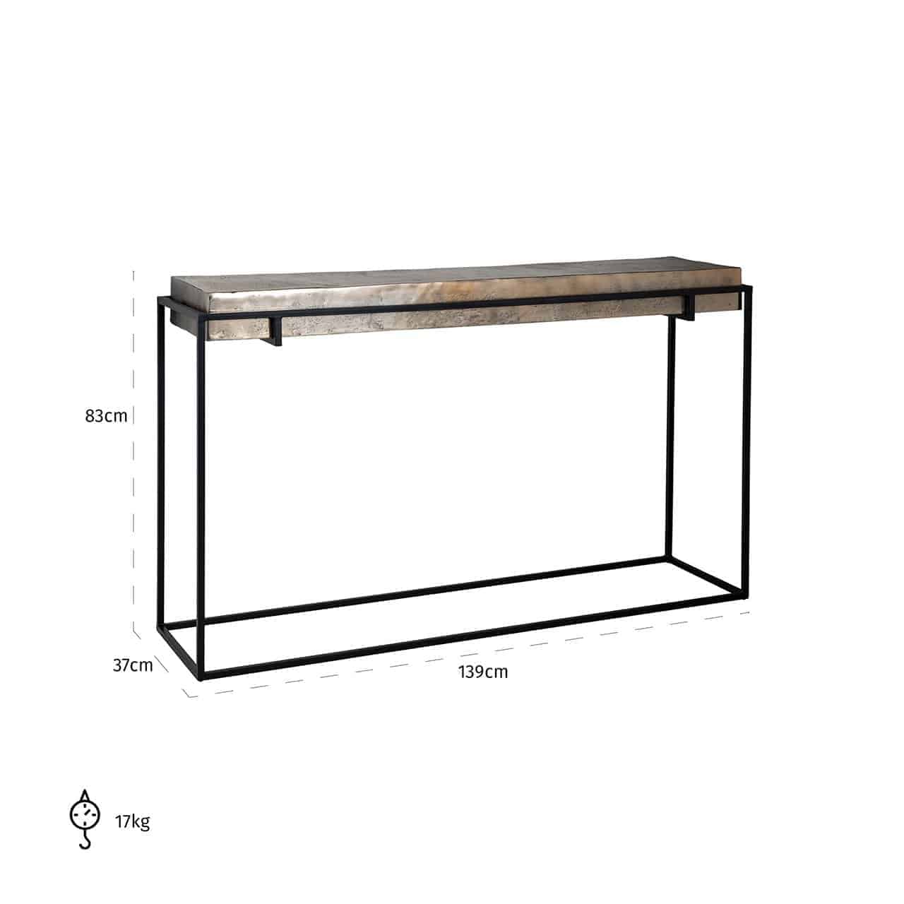 Konsole Calloway  Richmond Interiors 83/139/37 cm šampanieša zelts - N1 Home