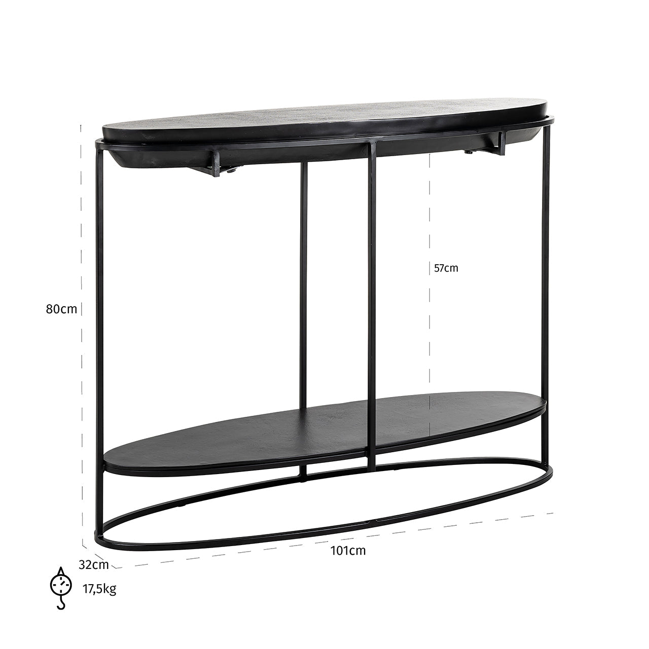 Konsole Calesta Richmond Interiors 80/100/30 cm melns - N1 Home