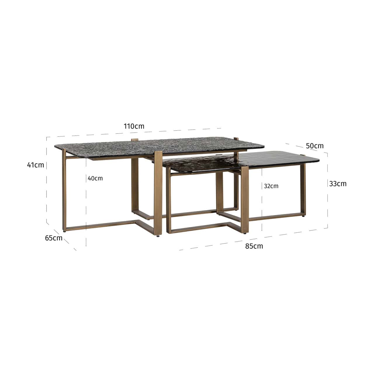 Kafijas galds Sterling (Set of 2) Richmond Interiors 110/41/65 cm brūns - N1 Home
