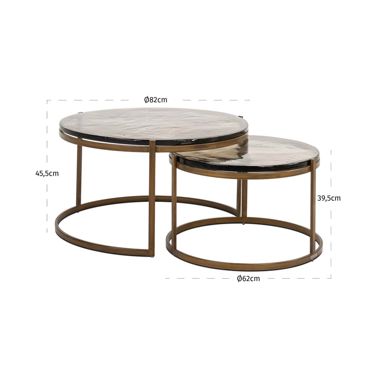 Kafijas galds Cleo (Set of 2) Richmond Interiors 45,5/82/82 cm zelts - N1 Home