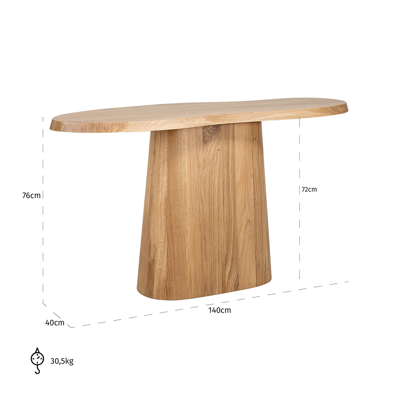 Konsole Riva Richmond Interiors 76/140/40 cm dabīgs ozols - N1 Home