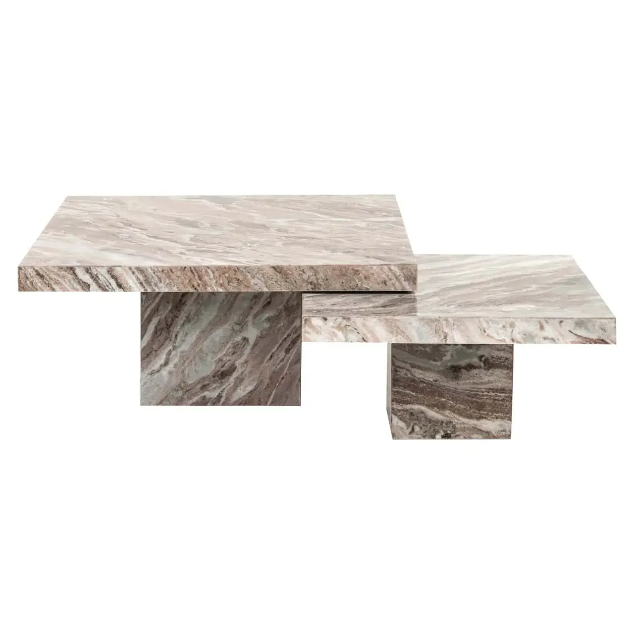 Kafijas galds Rashford stone (Set of 2) Richmond Interiors 35/80/80; 29/60/60 cm brūns - N1 Home