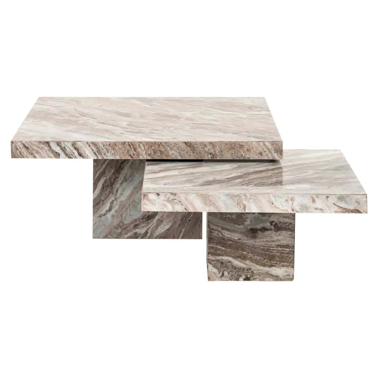 Kafijas galds Rashford stone (Set of 2) Richmond Interiors 35/80/80; 29/60/60 cm brūns - N1 Home