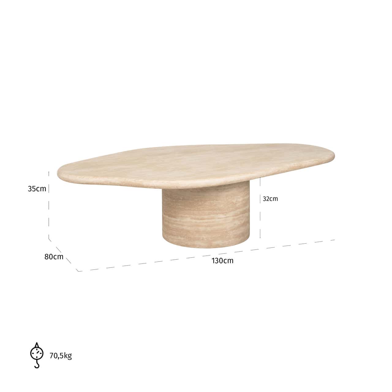 Kafijas galds Fictus Richmond Interiors 130/35/80 cm bēšs - N1 Home