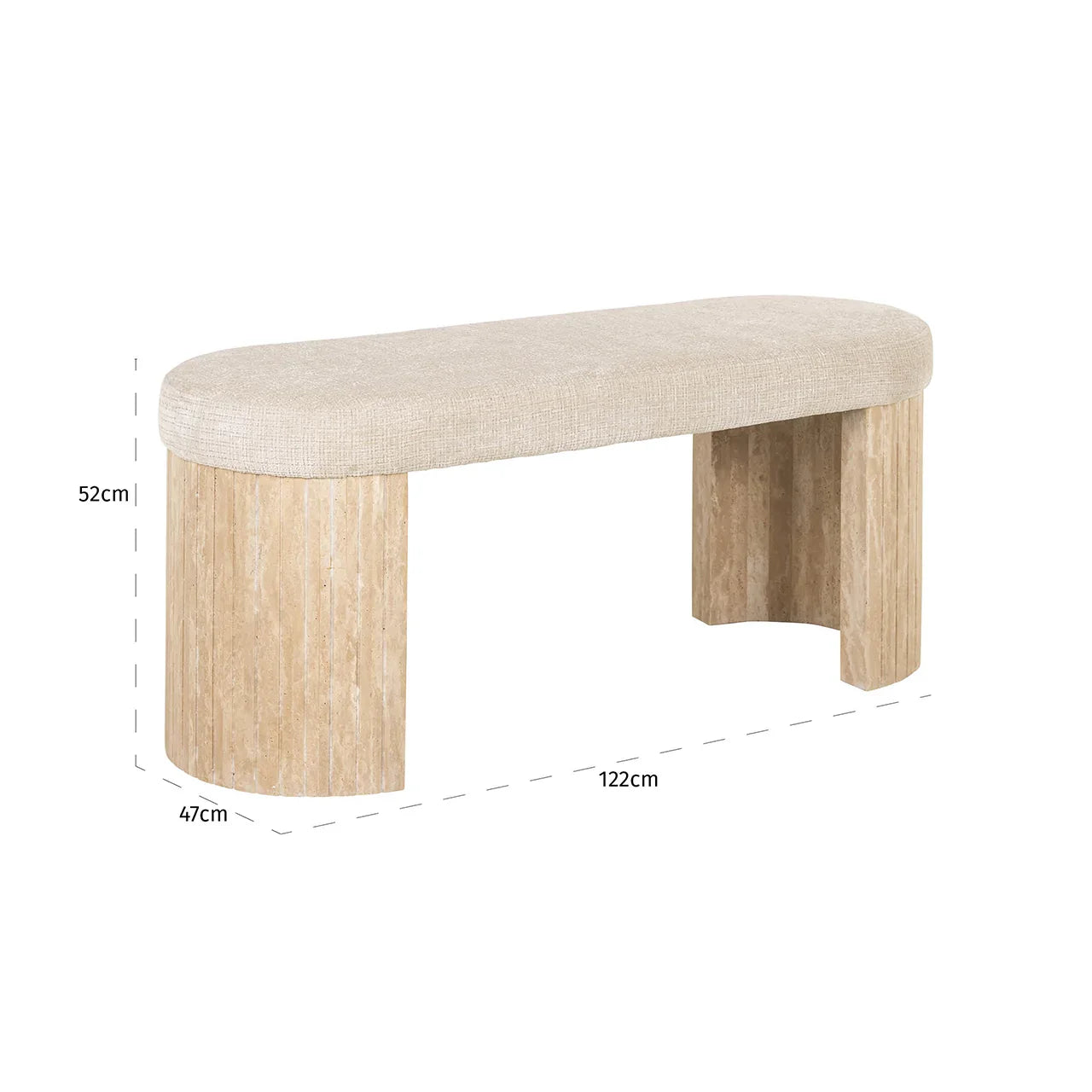 Sols Gallice travertīns Richmond Interiors 52/120/45 cm bēšs - N1 Home