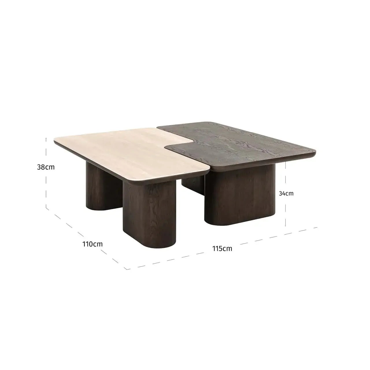 Kafijas galds Nando brown (Set of 2) Richmond Interiors 38/165/90 cm brūns/bēšs - N1 Home