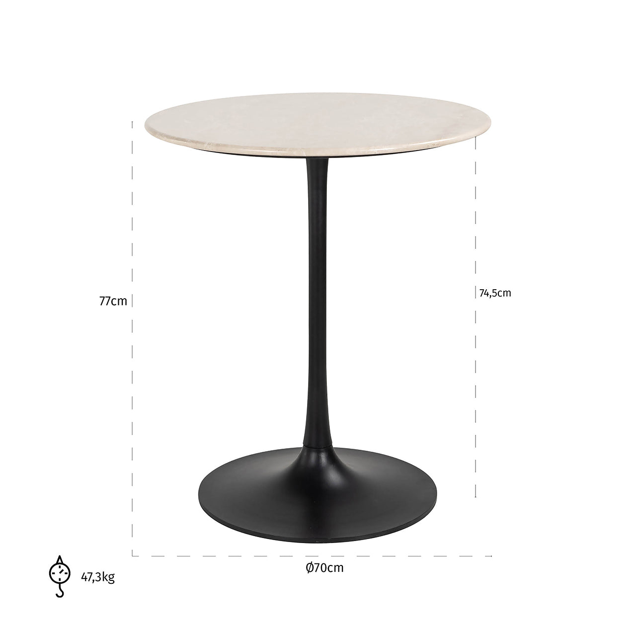 Bistro galds Tavolo Richmond Interiors 76/70/70 cm bēšs - N1 Home