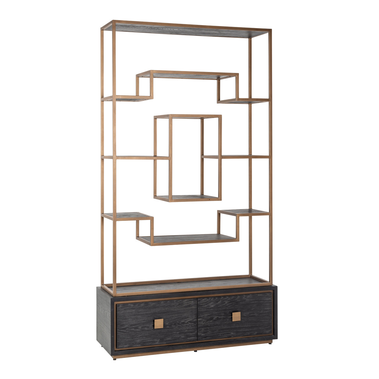Vitrīna Hunter black rustic Richmond Interiors 222/120/40,5 cm melns - N1 Home