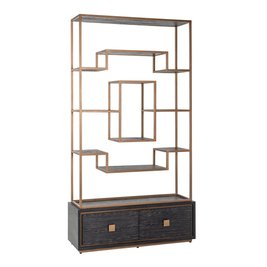 Vitrīna Hunter black rustic Richmond Interiors 222/120/40,5 cm melns - N1 Home