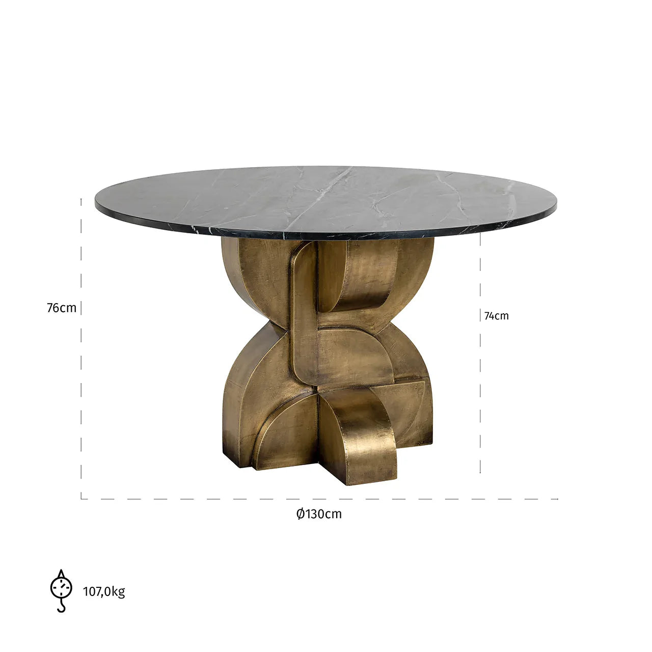 Ēdamgalds Maddox Richmond Interiors 76/130/130 cm zelts/melns - N1 Home