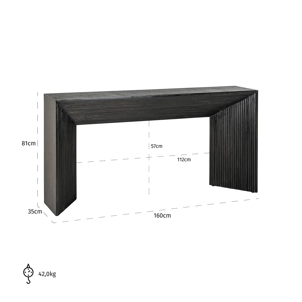 Konsole Gizen Richmond Interiors 81/160/35 cm melns/zelts - N1 Home
