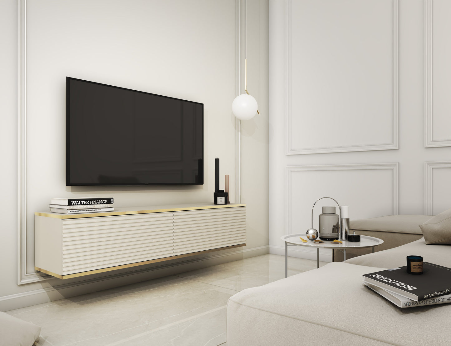 RTV skapis O2  rievota priekšpuse 135/30/32 cm bēšs - N1 Home
