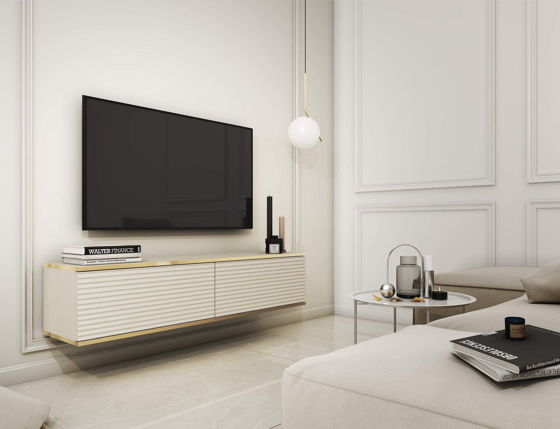 RTV skapis O2  rievota priekšpuse 135/30/32 cm bēšs - N1 Home