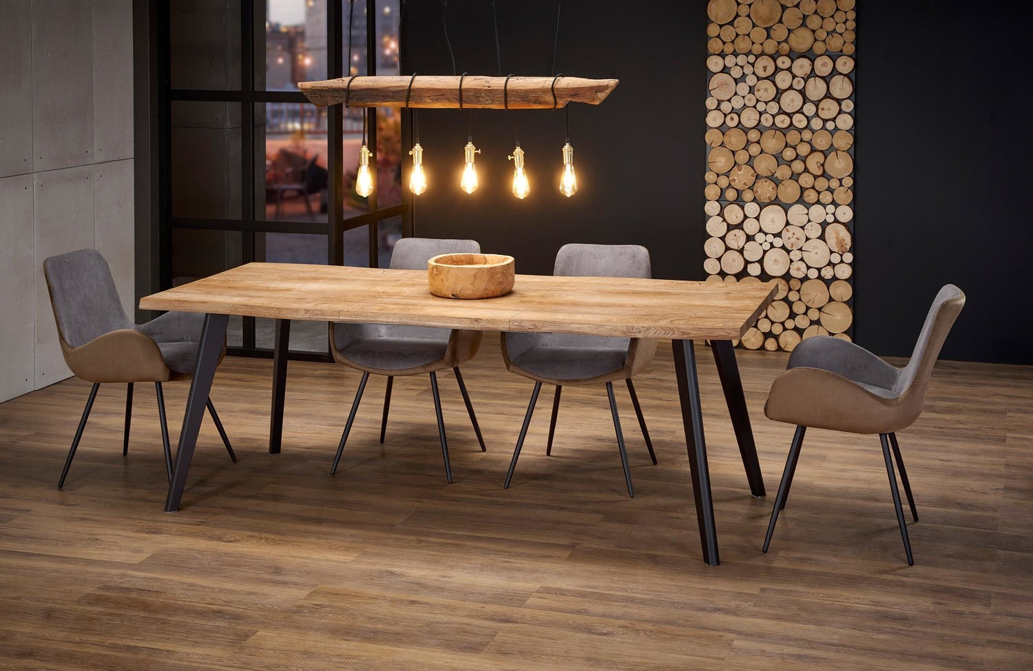 DC pagaldams galds 120-180/80 cm, augša - dabīga, kājas - melna