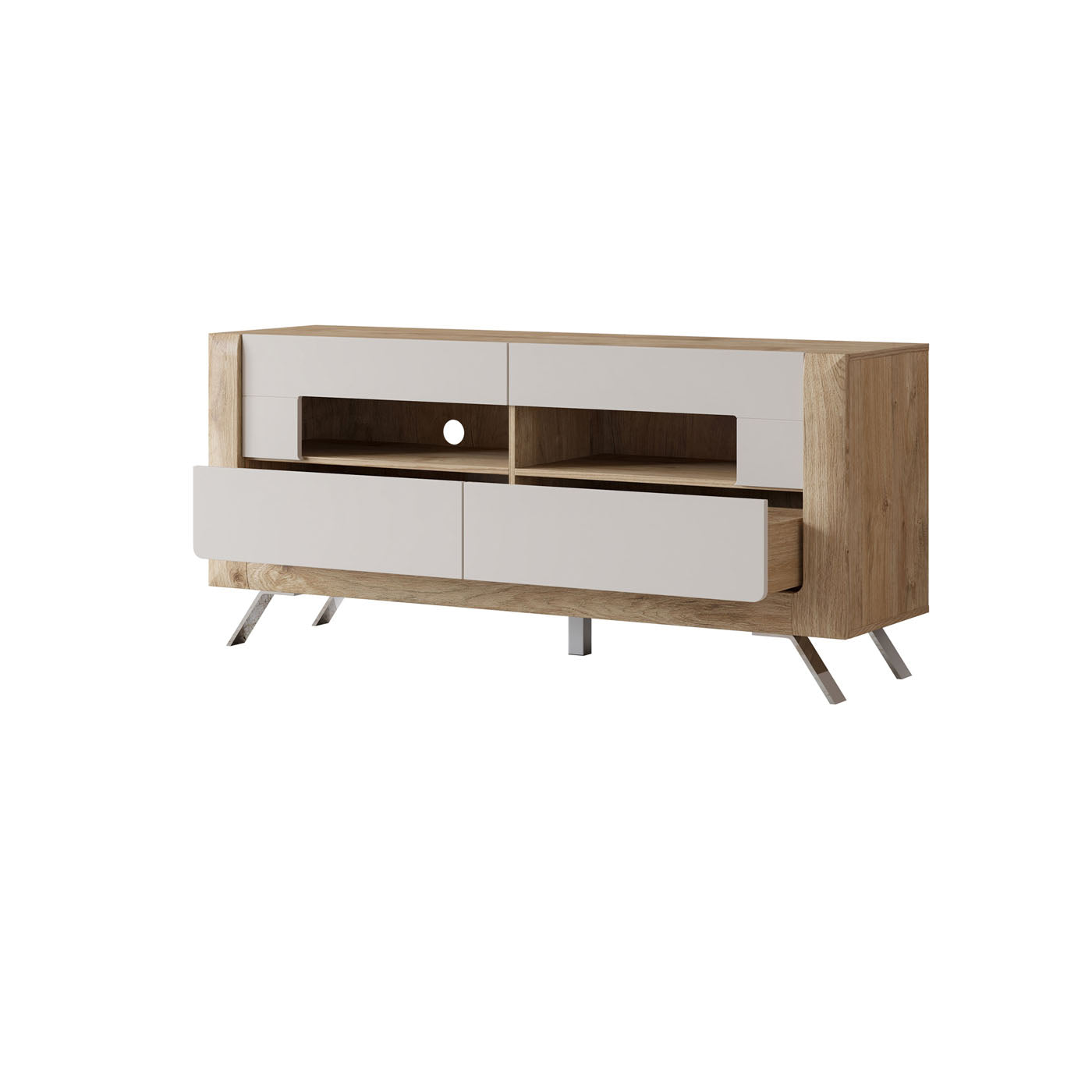 TV skapis Kavasari 161/48/73 cm Hamilton ozols/kašmirs