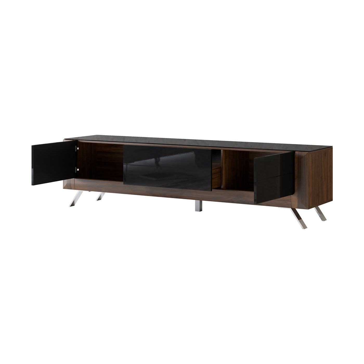 TV skapis Kavasari 199/48/52 cm Kolumbijas valrieksts/melns