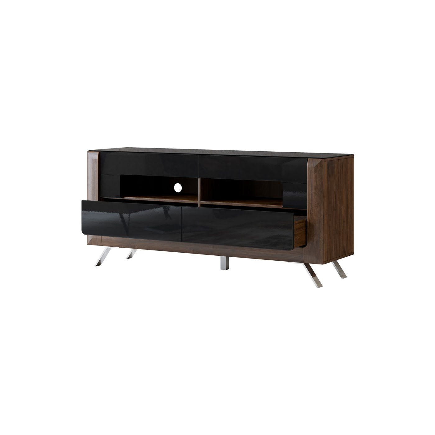 TV skapis Kavasari 161/48/73 cm Kolumbijas valrieksts/melns