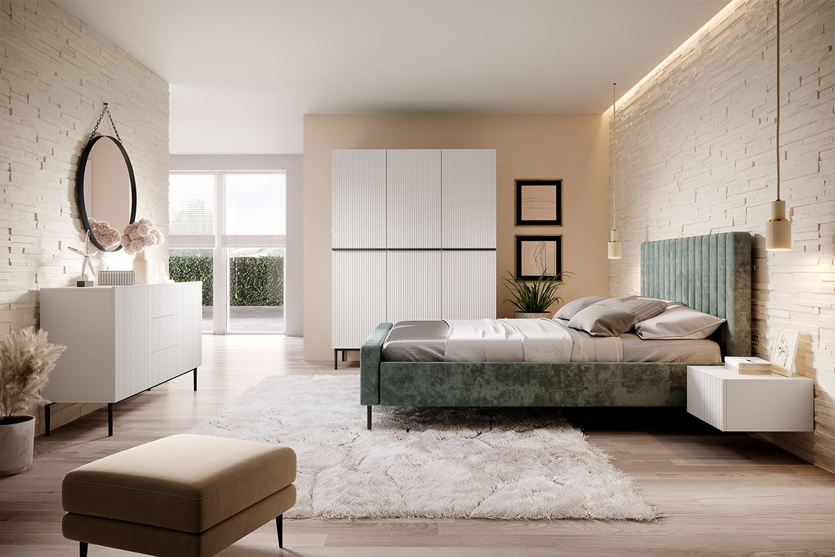 Kumode AUSTIN melnas kājas 150/85/45 balts