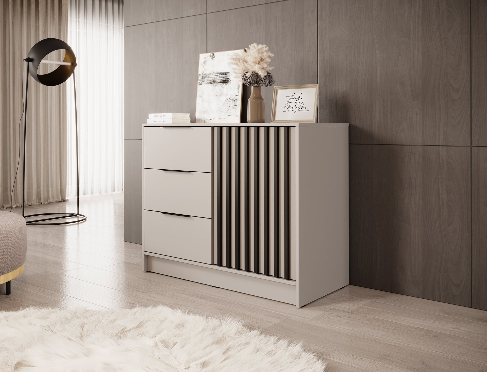 Kumode Neko 105/86/45 cm pelēks - N1 Home