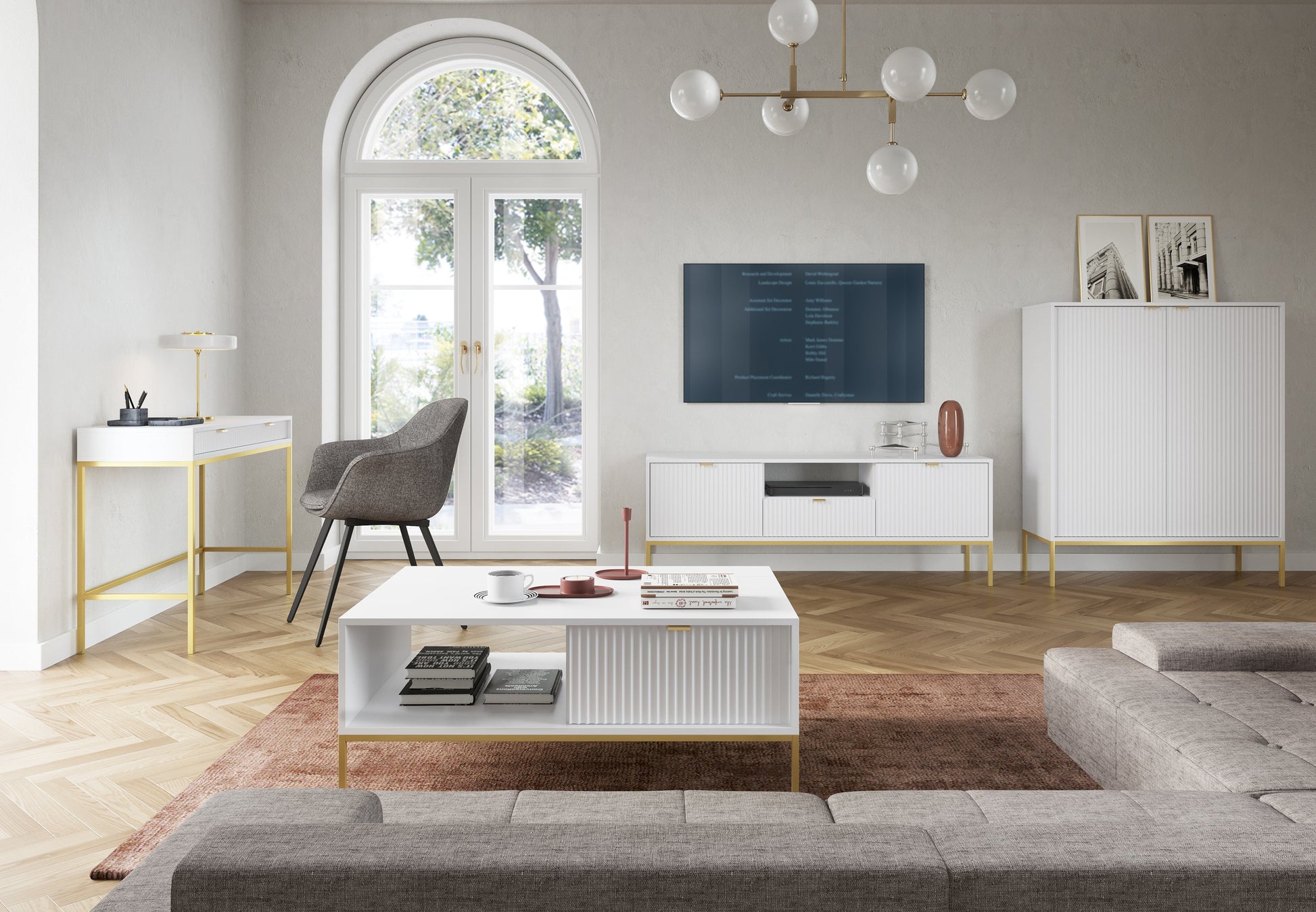 Kumode NV 104/125/39 cm balts/zelts - N1 Home