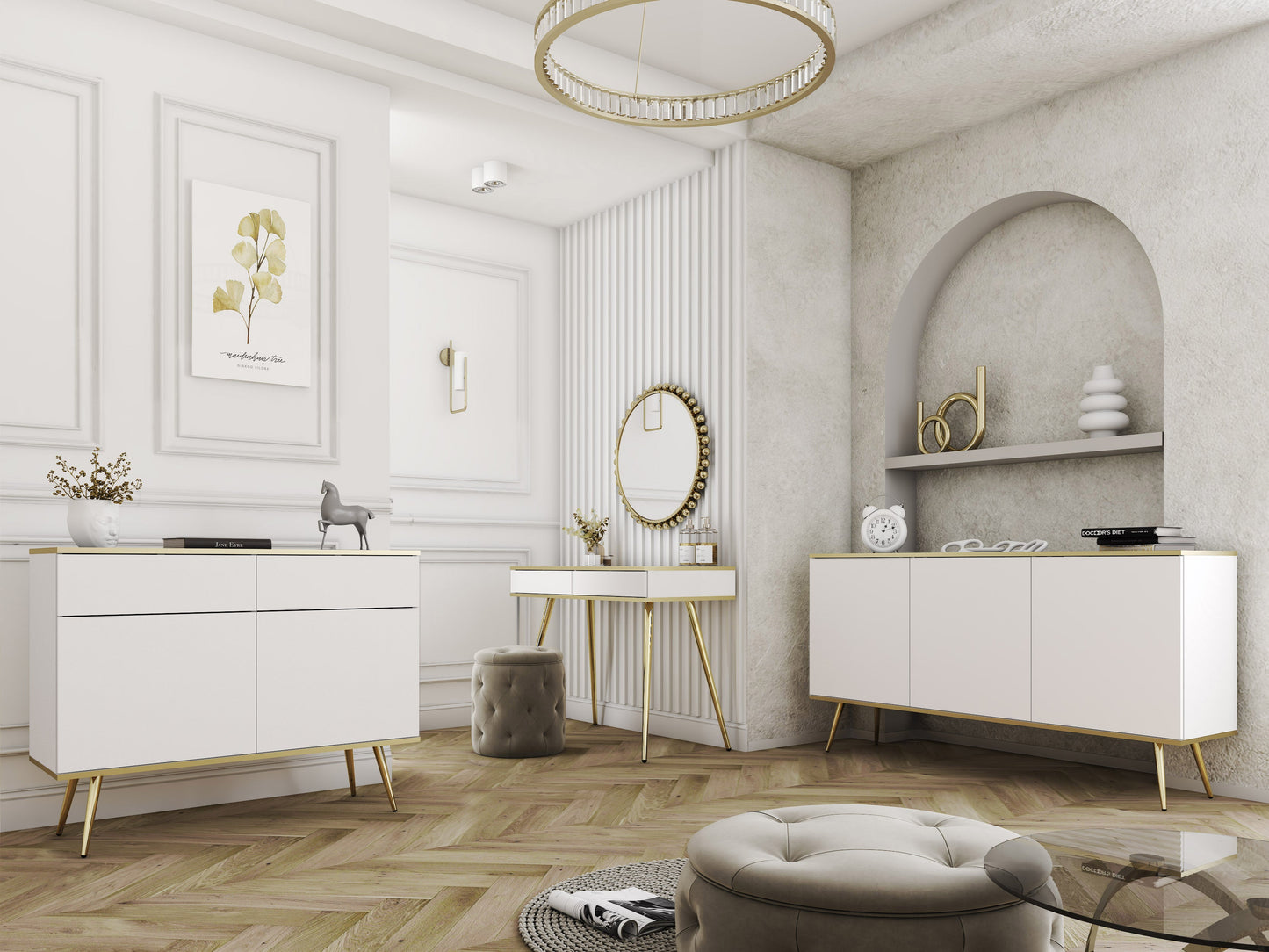 Kumode O2 107/85/39 cm balts/zelts - N1 Home