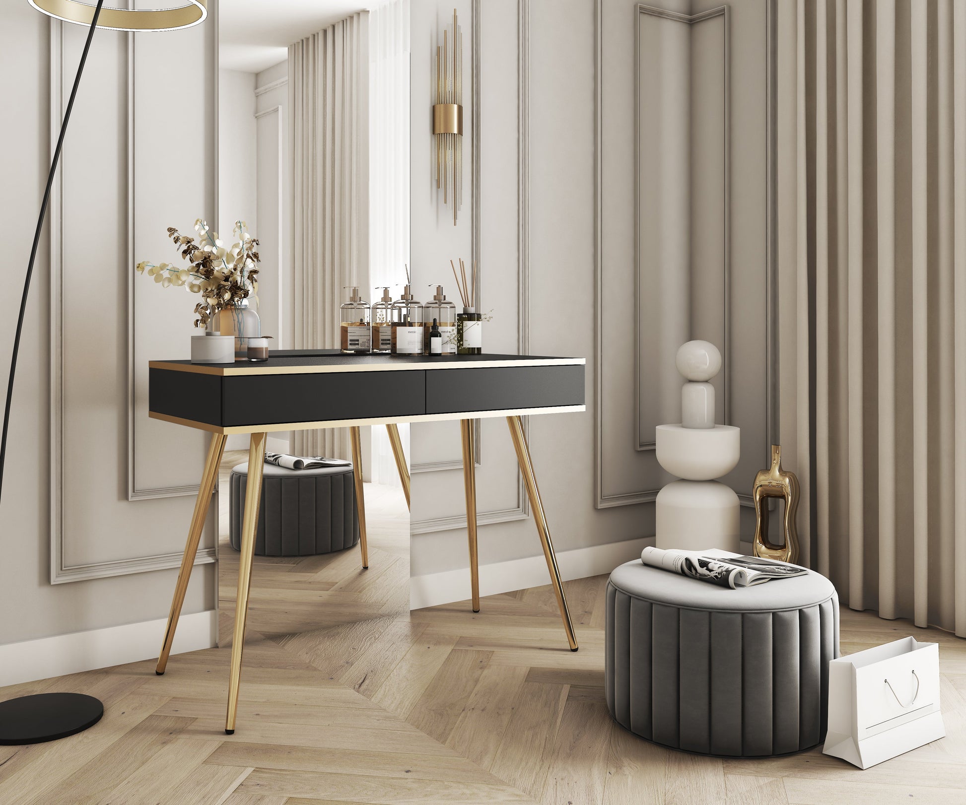 Konsole O2 102/79/50 cm melns/zelts - N1 Home