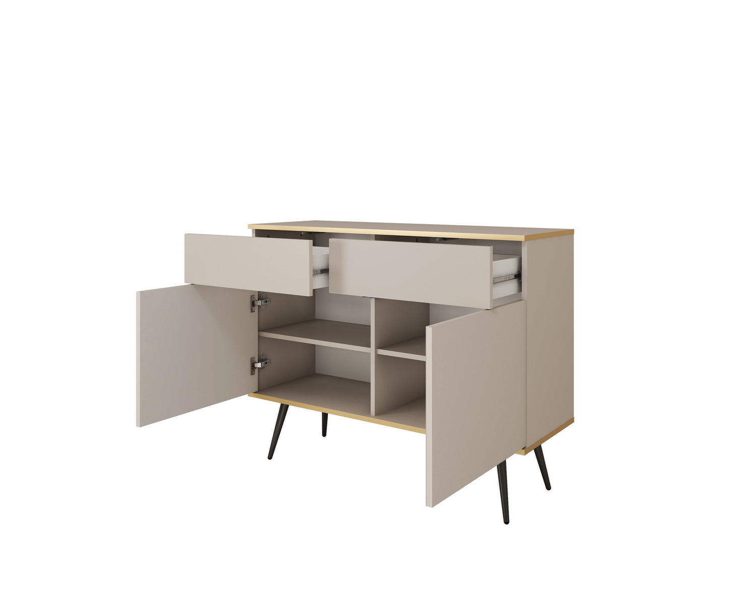 Kumode O2 107/85/39 cm melns/zelts - N1 Home