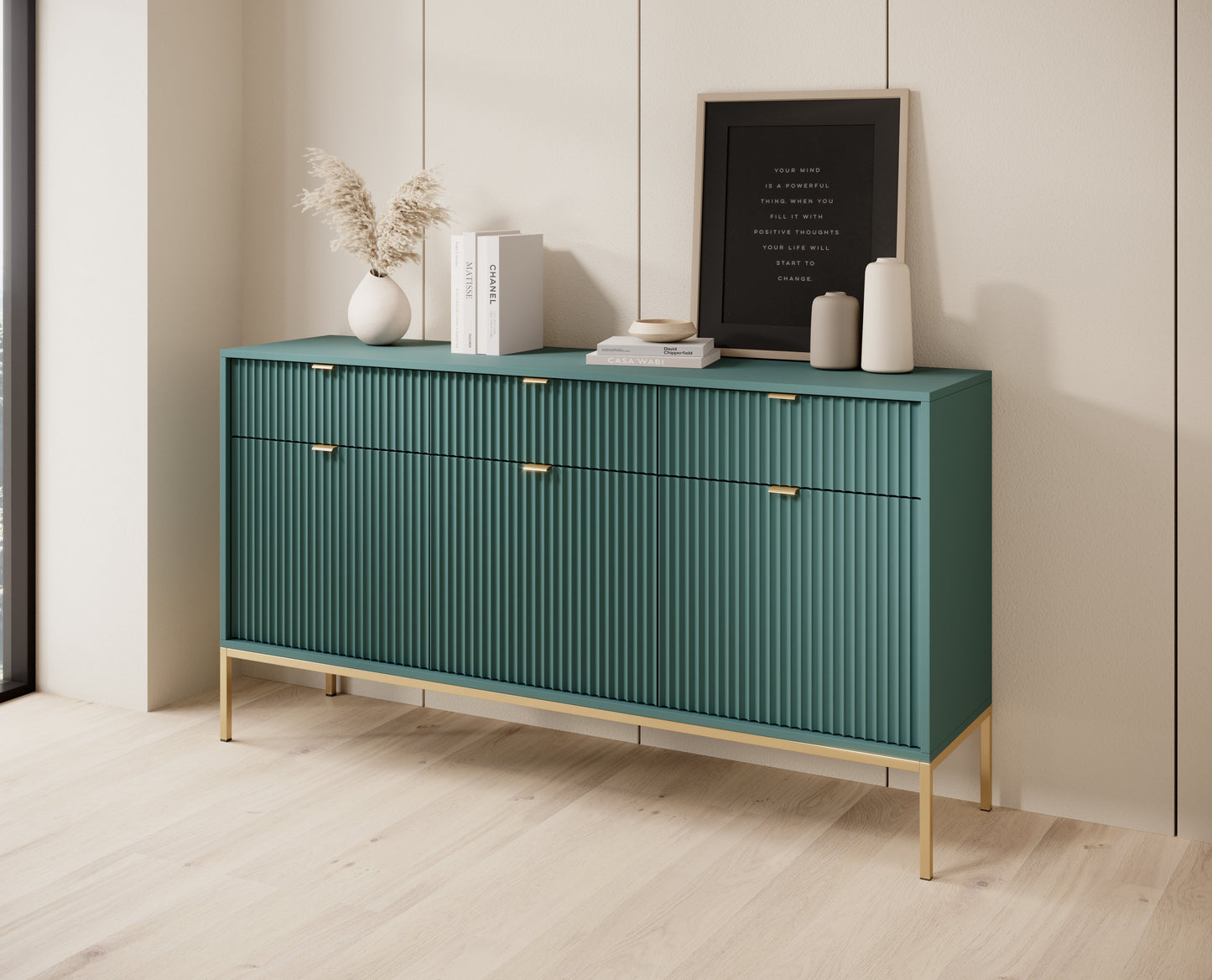 Kumode NV 154/83/39 cm olives/zelts - N1 Home