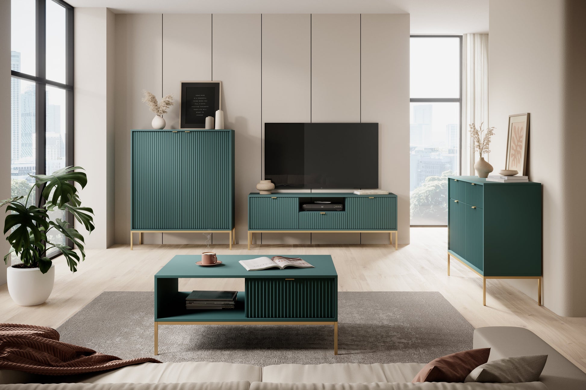 Kumode NV 104/125/39 cm olives/zelts - N1 Home