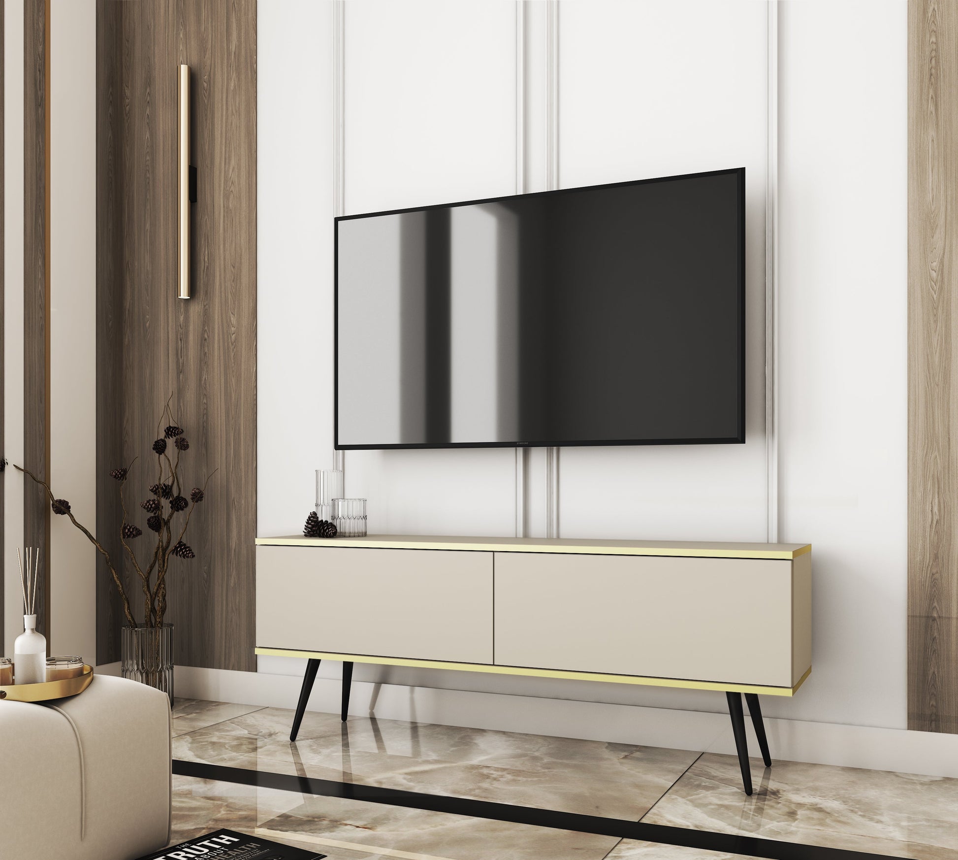 RTV skapis O2 gluda priekšpuse 135/30/32 cm bēšs - N1 Home