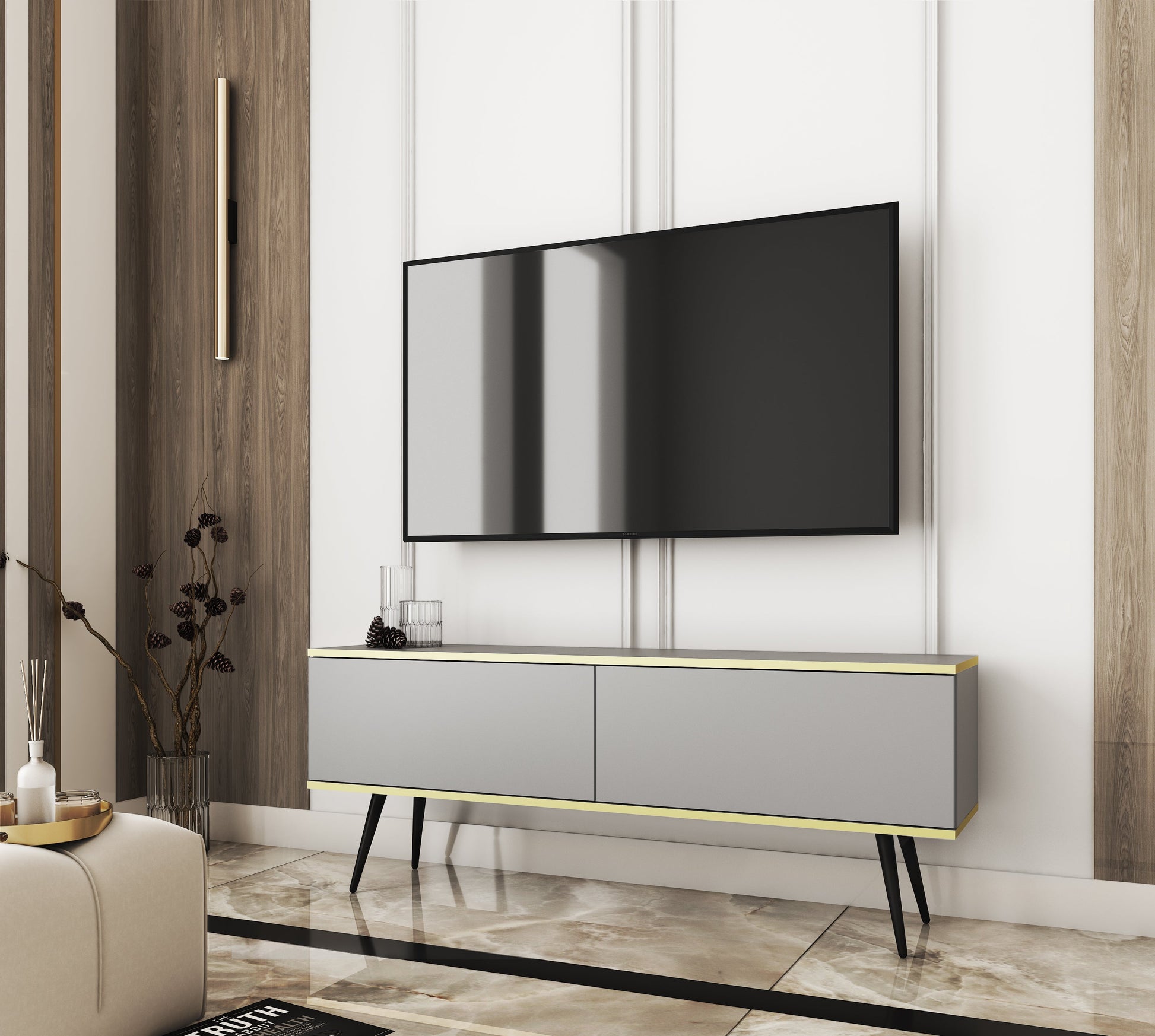 RTV skapis O2 gluda priekšpuse 135/30/32 cm pelēks - N1 Home